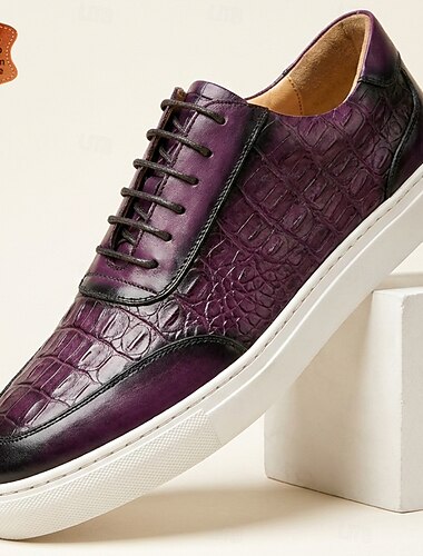  Elegante Herren-Sneaker aus echtem Leder mit Krokodilprägung, luxuriöse Schnürschuhe für Business und Freizeit – ideal für Büro, Reisen, Freizeit, Autofahren und einen stilvollen Gentleman-Look.