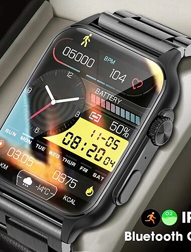  Smartwatch voor mannen en vrouwen (bellen/oproepen beantwoorden), 1,96 inch HD-scherm zonder randen, smartwatch met AI-spraakassistent, fitness tracker met meer dan 100 sportmodi, hartslagmeter, IP68