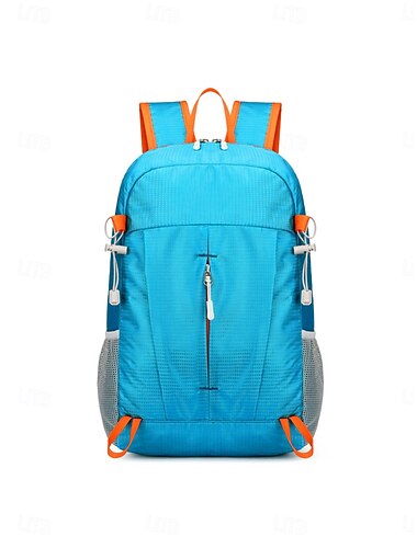  Zaino da trekking leggero turchese per uomo e donna, zaino da esterno pieghevole con tasca frontale con cerniera, tasche laterali in rete e stile sportivo casual per viaggi, campeggio ed escursioni