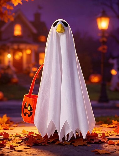  Στολή χήνας βεράντας για το Halloween, τρομακτική στολή φαντάσματος με τσάντα κολοκύθας για άγαλμα χήνας γκαζόν 24 ιντσών