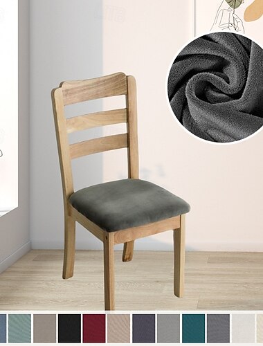 Stretch-Stuhlbezug aus silberfuchsfarbenem Samt, staubdichter, universeller elastischer Stuhlüberzug, strapazierfähiger Sitzschutz für Zuhause, Café und Restaurant &Milchteeladen