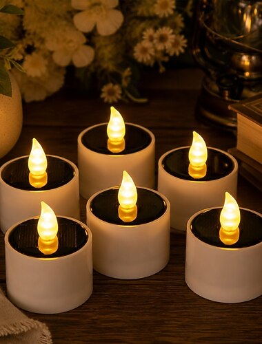  candele solari impermeabili all'aperto luce dal tramonto all'alba illuminazione da giardino per esterni candele a lume di tè a led riutilizzabili per lampada da campeggio e decorazioni per la casa da