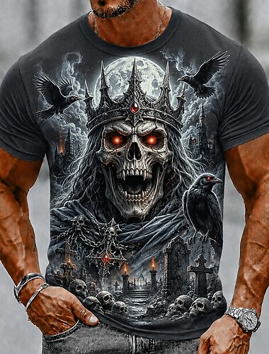  Homme Crâne T-shirt Manche Courte T-shirt Impression 3D Col ras du cou Chemise Sombre Occasionnel Quotidien Rue Bleu Noir 1 Noir Été Printemps Vêtement Tenue S M L XL 2XL 3XL
