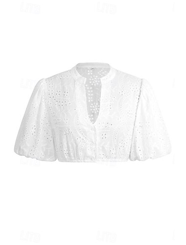  Oktoberfest Blusa con falda acampanada Encaje Floral Escote en Pico Escote Chino Manga de globo de soplo Mucama bávaro alpino Herencia prados Mujer Carnaval Festival de Cerveza Paño de estilo
