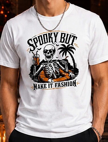  Halloween T-shirt graphique squelette T-shirt Effrayant, mais avec une touche mode Rétro Vintage Drôle street style Col Rond pour Homme Adulte Impression 3D  pour Halloween Carnaval Vacances Soirée