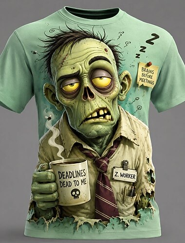  Halloween Herren Schädel Zombies Knochen T Shirt Kurzarm T-Shirt 3D-Druck Rundhalsausschnitt Hemd Gotisch Straße Dunkle Party Blau Grün 1# Grün 2# Ganzjahres Bekleidung S M L XL XXL XXXL