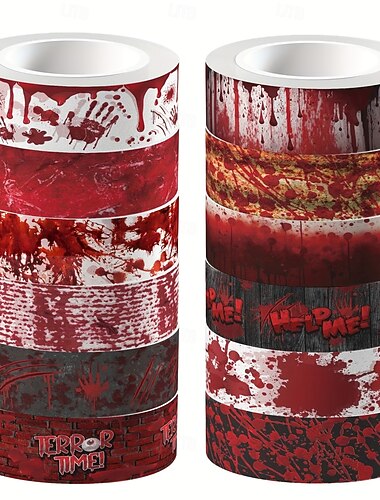  Halloween-Washi-Tape-Set, 12 Rollen blutiges, gruseliges Deko-Tape zum Scrapbooking, Geschenkverpacken, für Tagebücher, DIY-Bastelarbeiten, Bullet Journals, Planer und Kartenbasteln.