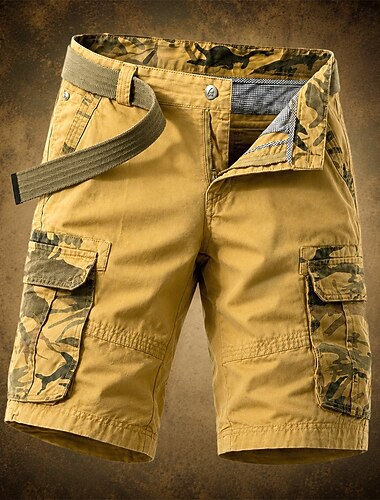  Herren Komfortbund Cargohose Cargohosen Cargo-Shorts Shorts Freizeitshorts Tasche Elastischer Bund Einfach Knielang Lässig Outdoor Streetwear Mode Streetwear Blau Khaki Unelastisch