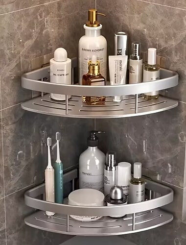  Estante esquinero para ducha, organizador de baño de pared sin necesidad de taladrar, estante de ducha resistente al óxido para champú, jabón y accesorios de baño, estante de almacenamiento que ahorra