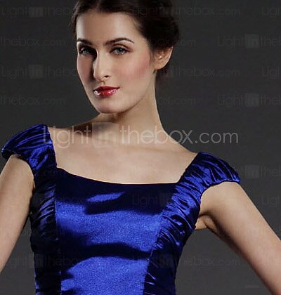 Sheath / Column Mother of the Bride Dress Square Neck Knee Length Stretch Satin Sleeveless with Ruched 2022 2026 - $119.99 –P1