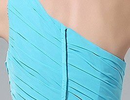 A-Line One Shoulder Knee Length Chiffon Bridesmaid Dress with Side Draping / Ruched / Pleats by LAN TING BRIDE® 2026 - $83.99 –P3