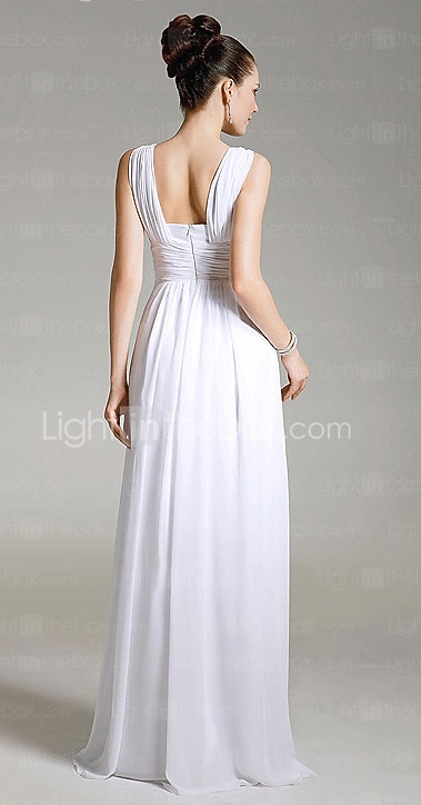 Sheath / Column Elegant All Celebrity Styles Inspired by TV Stars Formal Evening Military Ball Dress V Neck Sleeveless Floor Length Chiffon with Ruched Draping 2022 2026 - $109.99 –P4