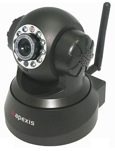 apexis - trådløs ip overvåkningskamera med e-postvarsel (bevegelsesvarsling, nightvision, svart)
