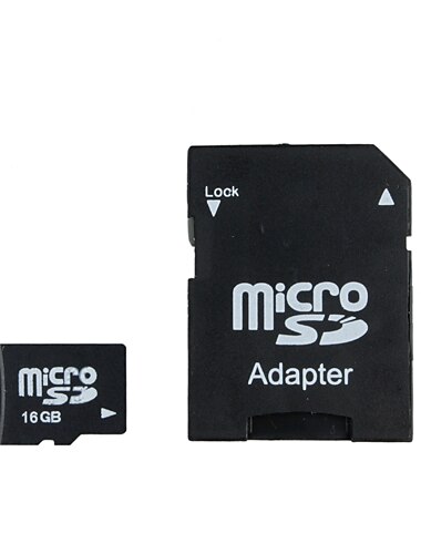 gloednieuwe 16gb micro SDHC-geheugenkaart met sd adapter