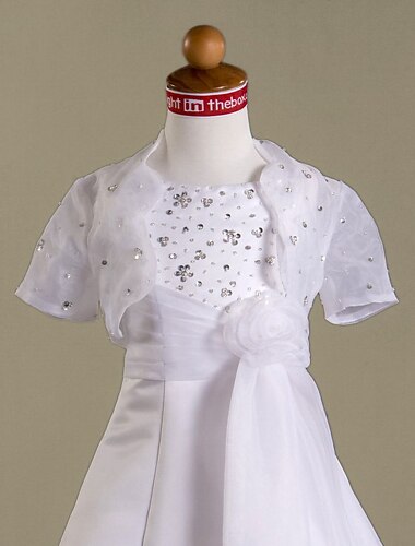 Short Sleeves Organza Flower Girl Jacket/ Wedding Wrap