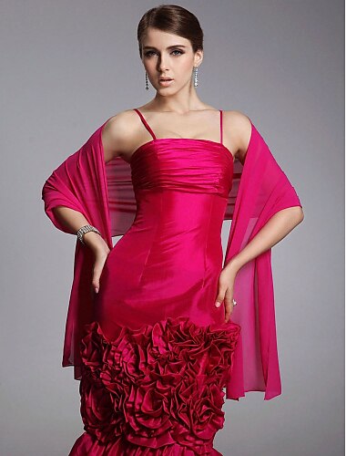 Shawls Chiffon Wedding / Party Evening / Casual Wedding Guest Wraps / Shawls With Draping / Solid