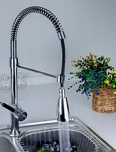 Kitchen faucet - One Hole Chrome Deck Mounted Contemporary Kitchen Taps / Single Handle One Hole