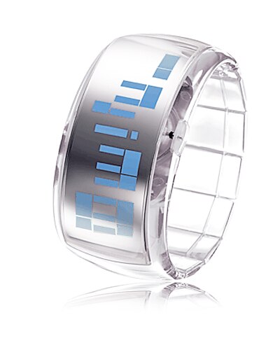Futuristinen sini-LED rannekorukello - läpinäkyvä valkoinen