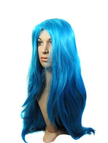 Synteettiset peruukit Tyyli Peruukki Sininen Synteettiset hiukset Naisten Peruukki Halloween Peruukki