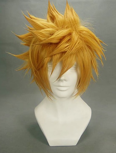 Kingdom Hearts roxas cosplay perruques perruque anime en fibre résistante à la chaleur de 14 pouces pour hommes