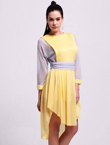 Yellow Dress - Long Sleeve Summer Yellow