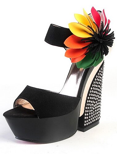 Leatherette Wedge Heel Sandals Party / Evening Shoes With Flower