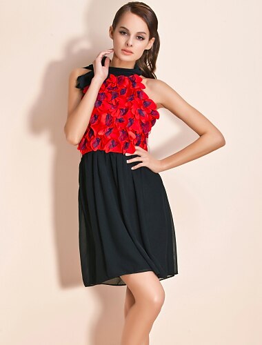 Black Dress - Sleeveless Summer Vintage Black Red