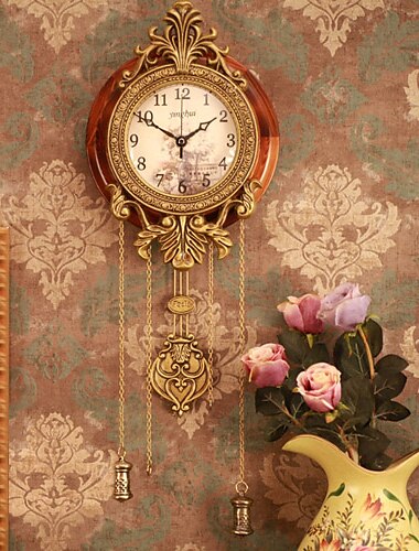 32" Retro Style Vintage Wall Clock with Pendulum