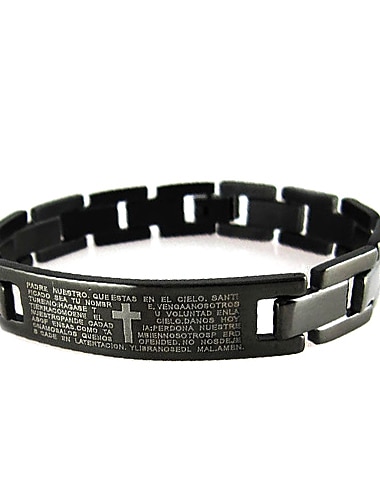 Voor heren ID-armband Vintage Armbanden Roestvast staal Armband sieraden Zwart / Zilver Voor Feest