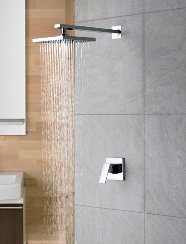 Duschkran Uppsättning - Regn Nutida Krom Endast dusch Keramisk Ventil Bath Shower Mixer Taps / 18-21 / Ja / Enda handtag Två hål