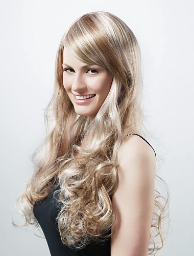 Capless extra langen synthetischen Goldblond mit Licht blonde lockige Haare Perücke