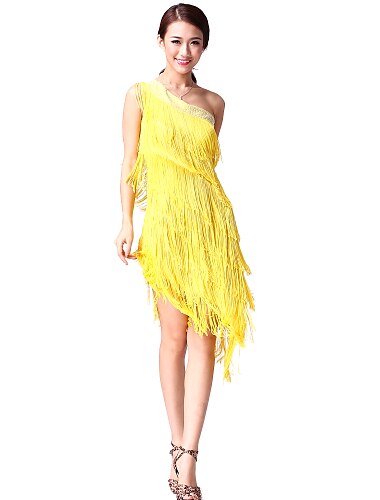 Latin Dance Dress Tassel Crystals / Rhinestones Women's Performance Sleeveless Natural Cotton Polyester