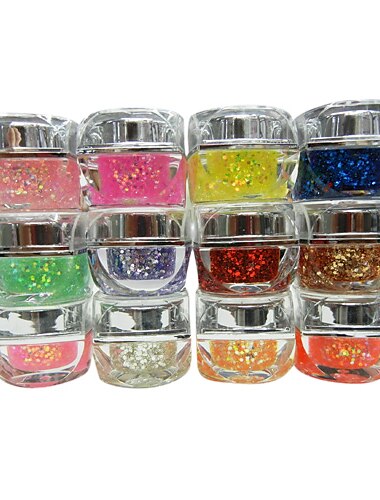 12 pcs Lovely Ceramic Glitter Powder Nail Art Kit For nail art Manicure Pedicure