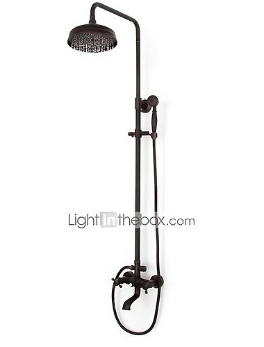  duschkran, väggmonterad duschkransystem combo set duschsystem med 8" regnduschhuvud och olja gnidad brons trim kit