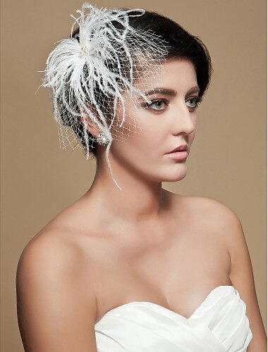 Gorgeous Tulle Imitation Pearl Wedding Bridal Headpiece