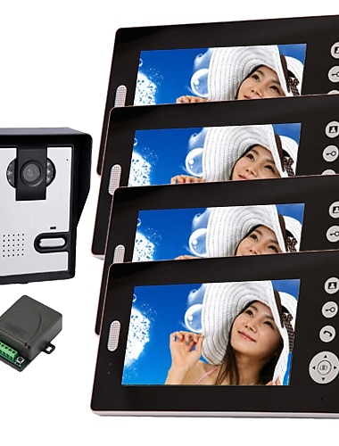 konx® câmera de visão noturna sem fio com monitor de telefone da porta de 7 polegadas (1Camera 4 monitores)