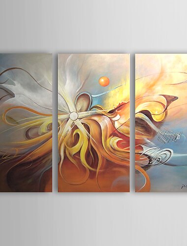 HANDMÅLAD Abstrakt Tre paneler Kanvas Hang målad oljemålning For Hem-dekoration