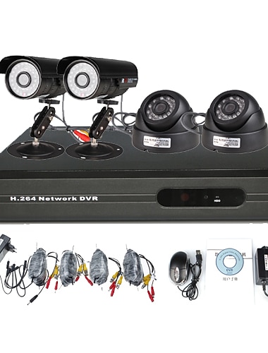 Anko - High Definition 4CH H. 264 CCTV DVR-Kit mit 2 Outdoor & 2 Indoor-Kamera (CMOS 500 TVLine)