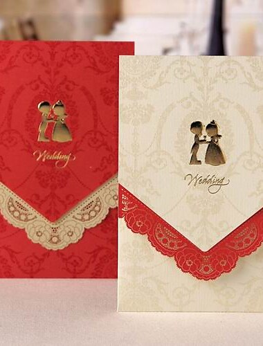 Embrulhado e de Bolso Convites de casamento Cartões de convite Estilo Clássico Papel de Cartão 6 ½"×4 ½" (16.6*11.5cm)
