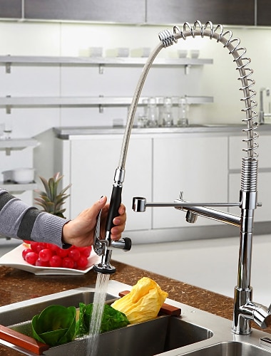 Kitchen faucet - One Hole Chrome Pull-out / ­Pull-down Deck Mounted Contemporary Kitchen Taps / Single Handle One Hole