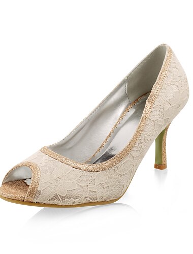 Lace Upper Stiletto Heel Pumps With Sparkling Glitter Wedding Shoes More Colors Available