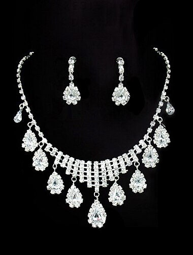 Alliage de luxe avec strass ensemble de bijoux des femmes y compris le collier, boucles d'oreilles