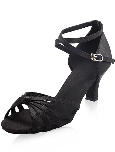 Femme Chaussures Latines / Salon Satin Sandale / Talon Boucle Talon Aiguille Chaussures de danse Noir / Beige