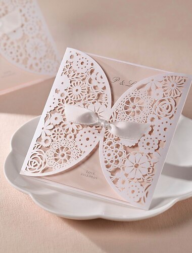 ملفي دعوات الزفاف 50 - بطاقات الدعوة أوراق لؤلؤة 6"×6" (15*15cm)