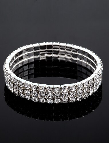 tres capas de pulsera de señora de tenis de diamantes de imitación en aleación de plata