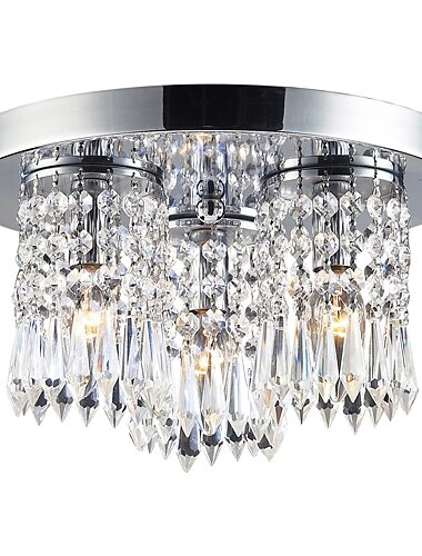 180W Luksuriøs Flush Mount Light med 3 Lys og Crystal Beaded Vedhæng