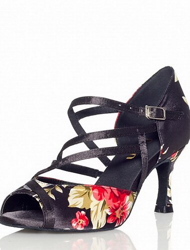 Női Latin cipők / Báli Szatén Szandál Csat Személyre szabott sarok Személyre szabható Dance Shoes / Hasított bőr