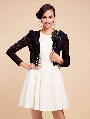 Lace Wedding Jackets With Appliques (More Colors Available)