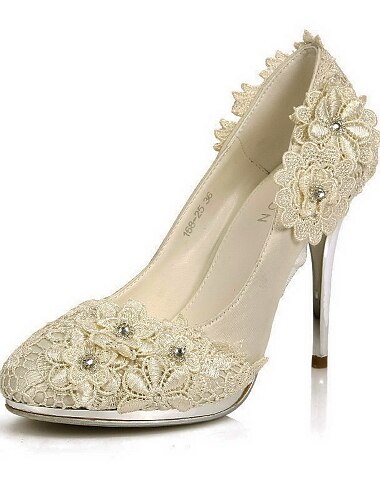 elegante satin stilethæl hæl pumper / lukket tå med blomster bryllup / fest sko