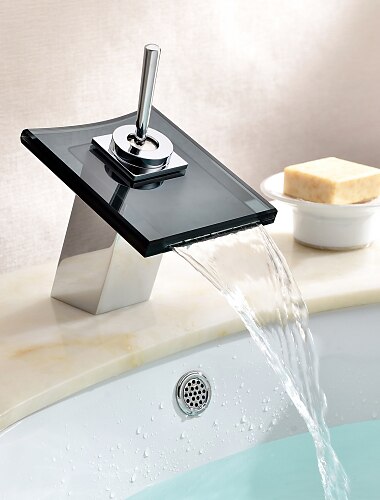 tvättställsblandare, glasutloppsblandare vattenfall badrumsblandare med slang enkelhandtag handfat handfat kran keramisk ventil tvättställsblandare, glasutloppsblandare vattenfall badrumsblandare med slang enkelhandtag handfat handfat kran keramisk ventil